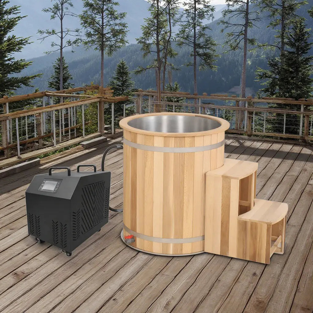 ICE TUB – Personal Cold Plunge Tub for Recovery & Wellness, Red Cedar Ice Bath with Chiller