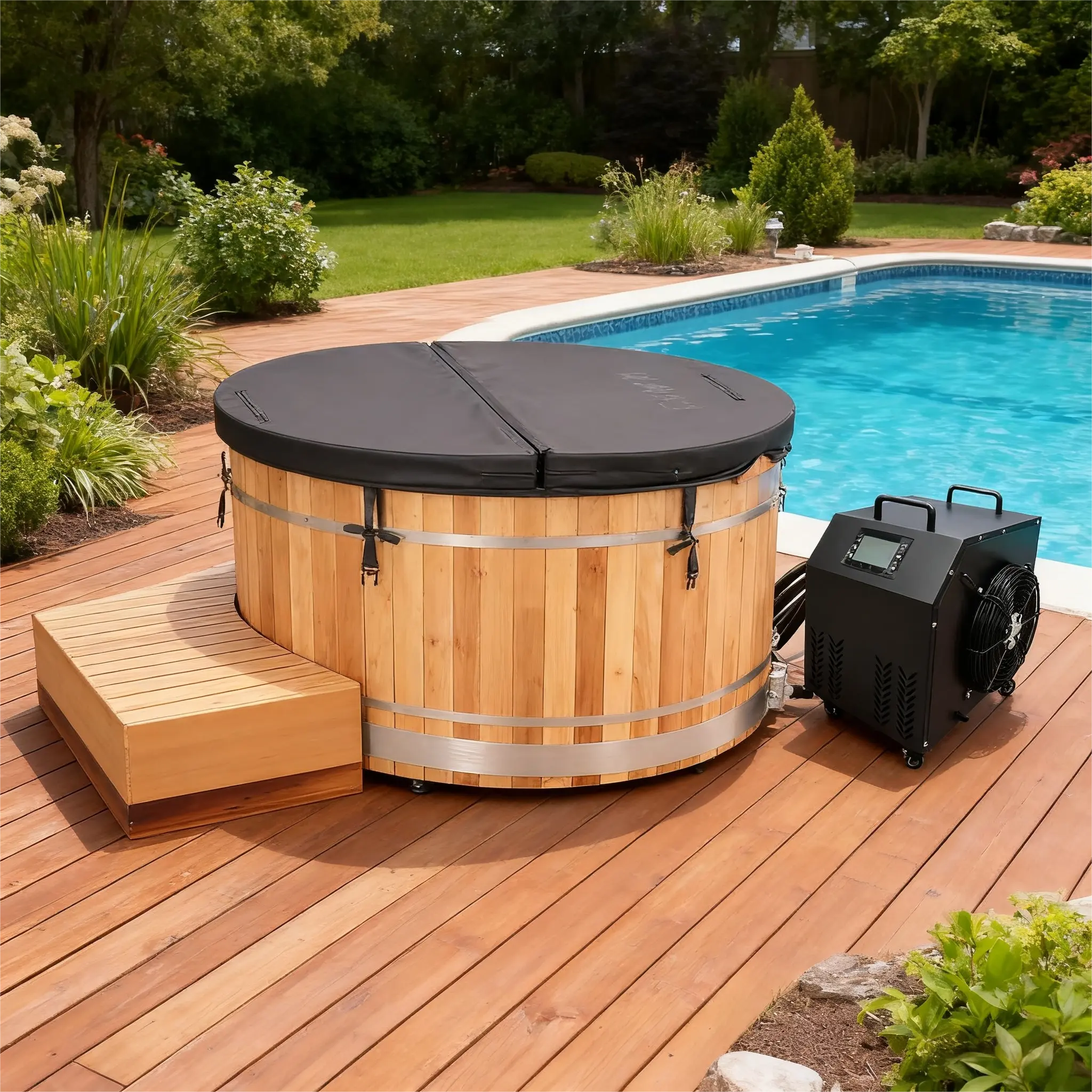 ICE TUB – Large Oval Cold Plunge Tub for Recovery & Wellness (Red Cedar)