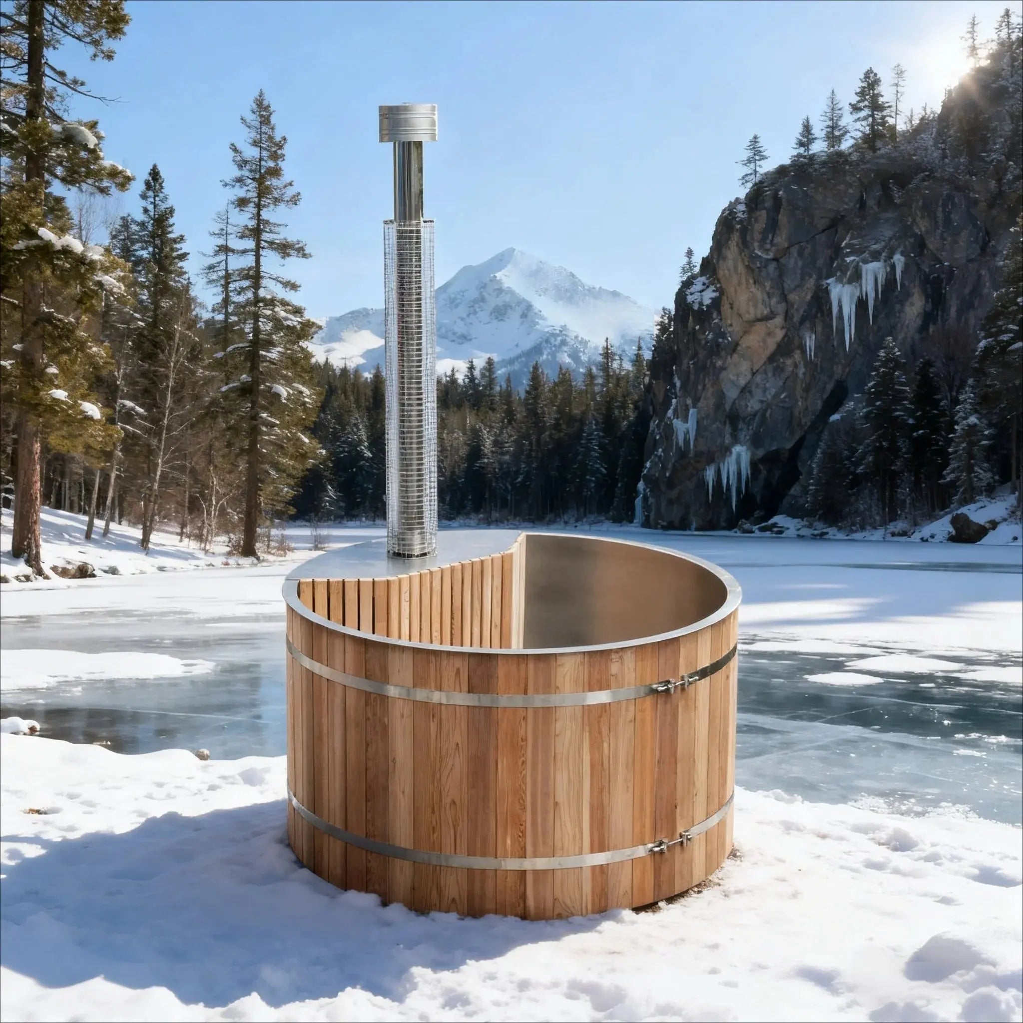 Luxury Wood-Fired Hot Tub for Backyard | Red Cedar & Spruce