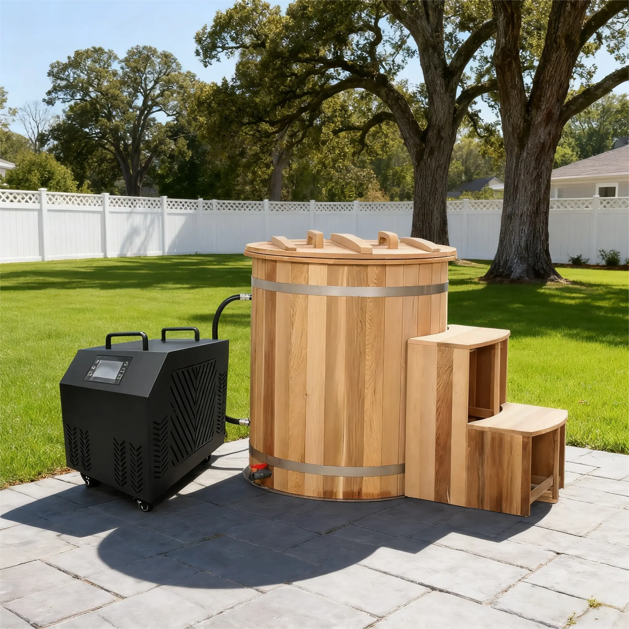 ICE TUB – Personal Cold Plunge Tub for Recovery & Wellness, Red Cedar Ice Bath with Chiller