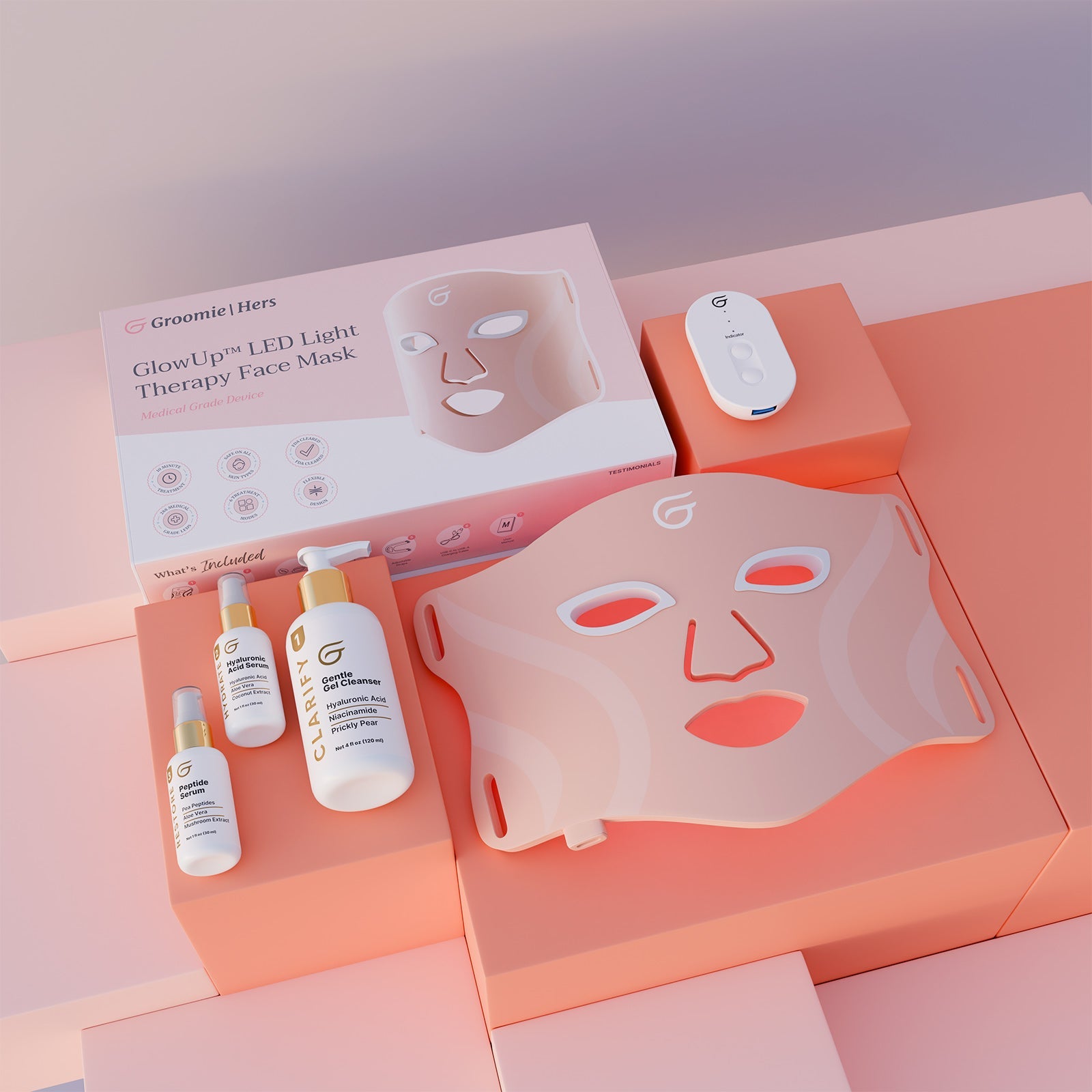 Hollywood GlowUp™ LED Light Therapy Face Mask (Deluxe Bundle)