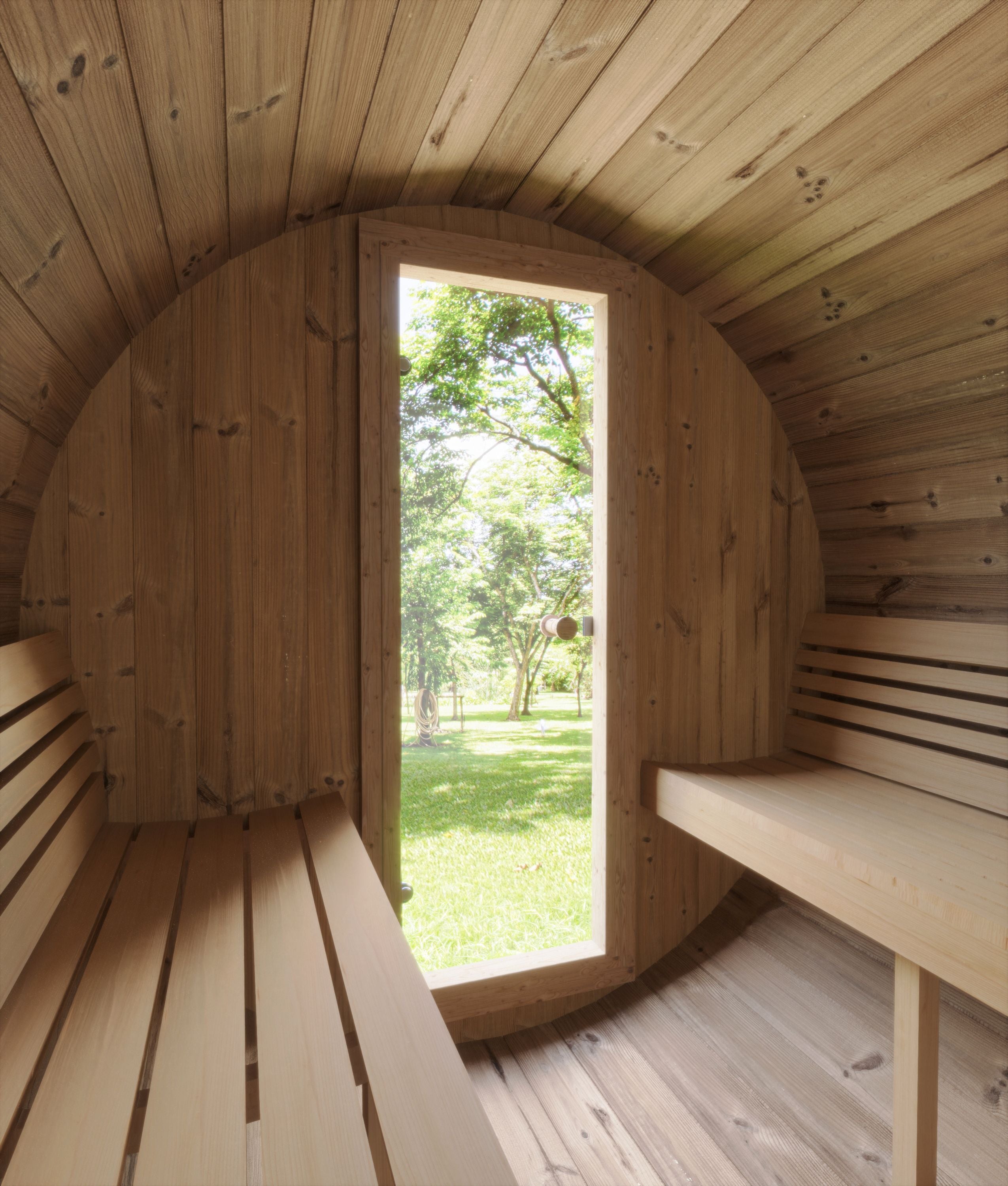 SaunaLife Model E7W 4 Person Sauna Barrel - Window