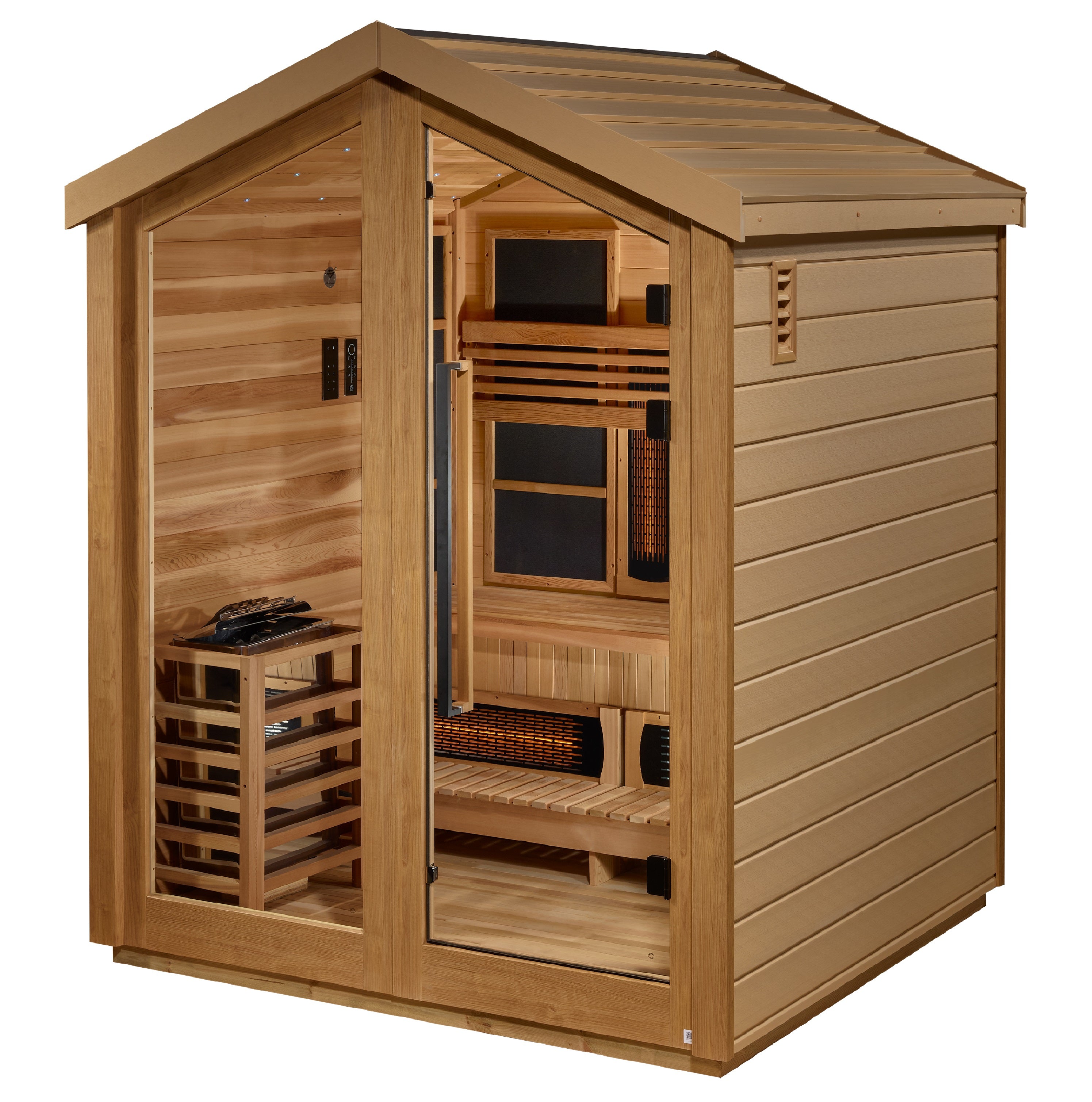 Golden Designs "Loviisa" 3-Person Hybrid PureTech™ Full Spectrum IR or Traditional Stove Outdoor Sauna