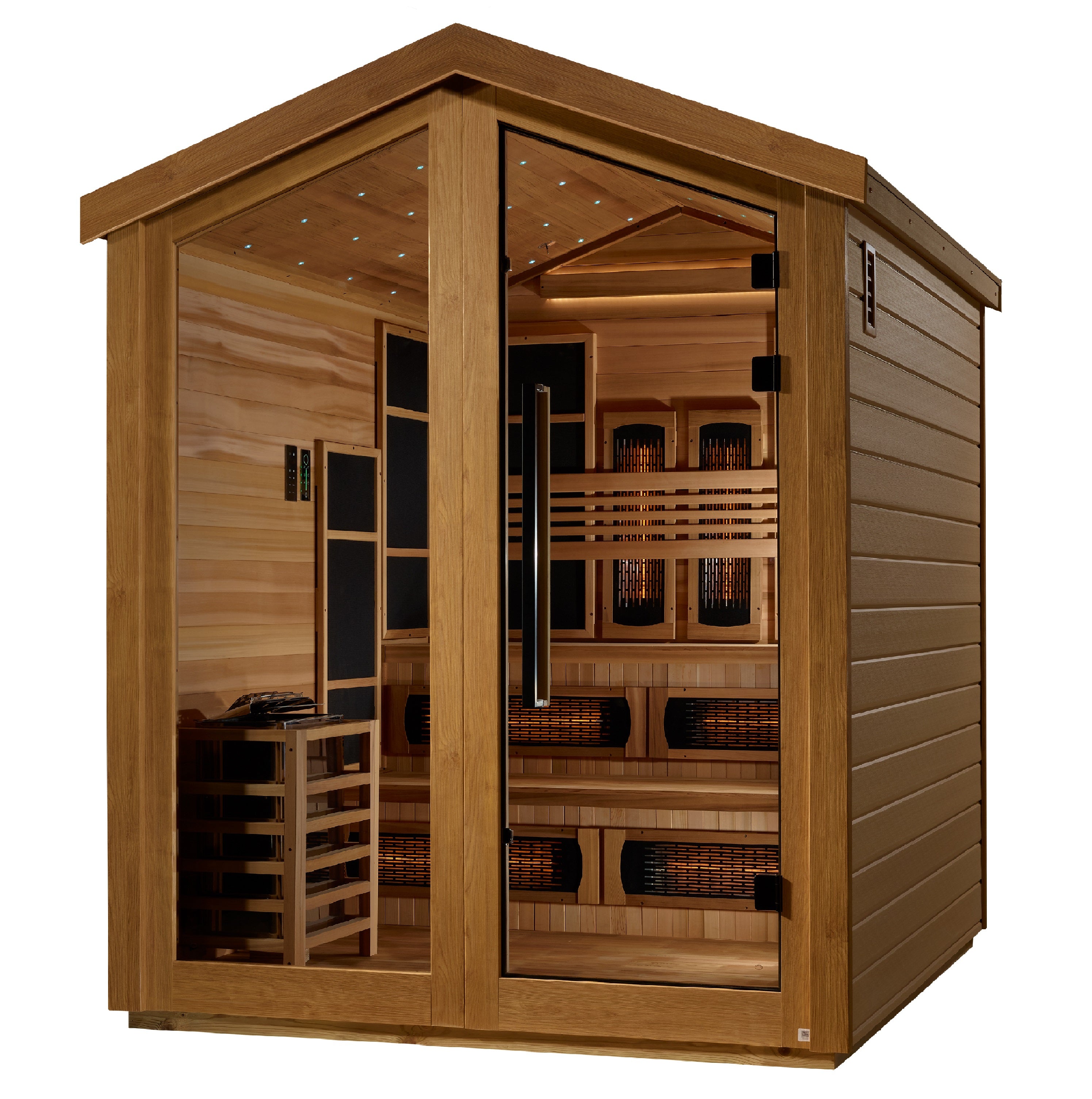 Golden Designs "Kaskinen" 6-Person Hybrid PureTech™ Full Spectrum IR or Traditional Stove Outdoor Sauna