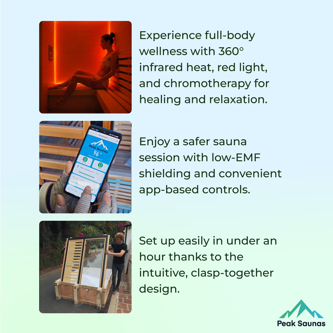 Peak Saunas Olympus 1-Person FAR Infrared Sauna with Smart WiFi App Control