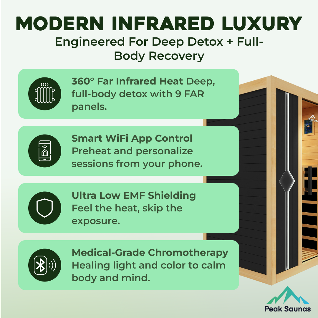 Peak Saunas Olympus 1-Person FAR Infrared Sauna with Smart WiFi App Control