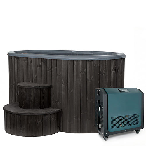 SaunaLife Model S2BC Package 2-Person Immersion Tub and Combination Water Chiller/Heater | Black Color