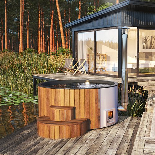 SaunaLife Model S4N Soak Series Home Wood-Burning Hot Tub | Natural Color, Up to 6 Persons