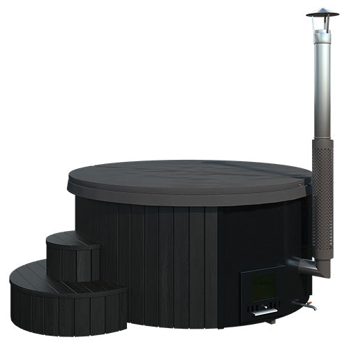 SaunaLife Model S4B Soak Series Home Wood-Burning Hot Tub | Black Color, Up to 6 Persons