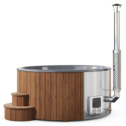 SaunaLife Model S6N Soak Series Home Wood-Burning Hot Tub | Natural Color, Up to 7 Persons