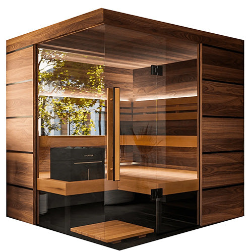 ThermaSol Astra Sauna Cabin | Indoor Sauna, Left Door, Transparent Glass with Virta 9kW Heater & CX45 Digital Control