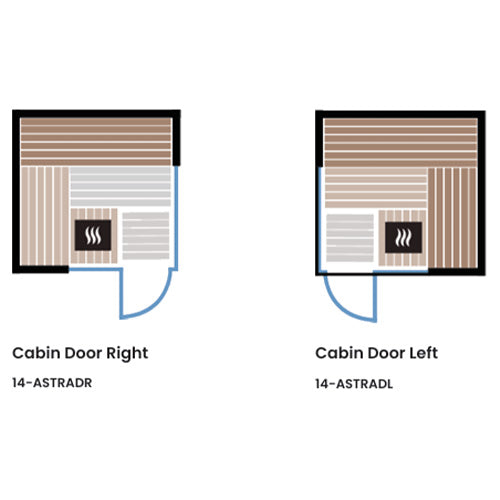 ThermaSol Astra Sauna Cabin | Indoor Sauna, Left Door, Transparent Glass with Virta 9kW Heater & CX45 Digital Control