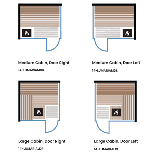 ThermaSol Lumaria Indoor Sauna Cabin | Medium Cabin, Door Right, Transparent Glass with Harvia Virta 9kW Heater