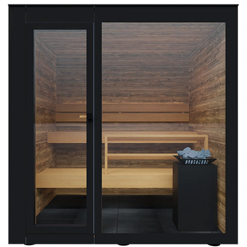 ThermaSol Spectra Sauna Cabin | Outdoor Sauna, Dark Grey Glass with Virta 8kW Heater & CX45 Digital Control