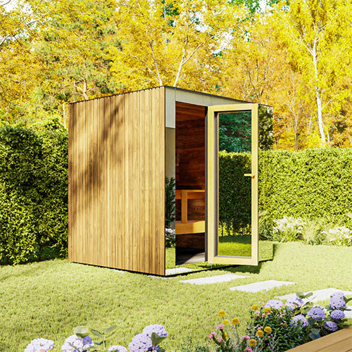 ThermaSol Spectra Sauna Cabin | Outdoor Sauna, Dark Grey Glass with Virta 8kW Heater & CX45 Digital Control