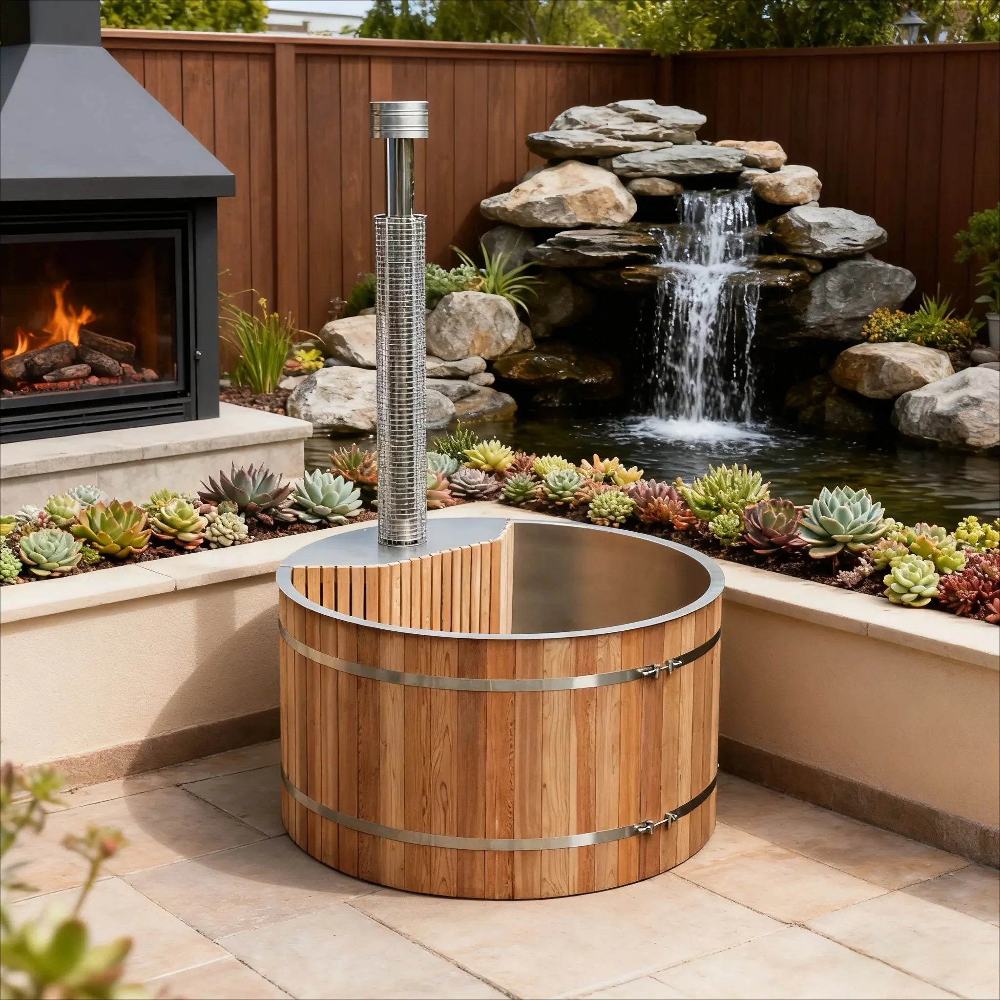 Luxury Wood-Fired Hot Tub for Backyard | Red Cedar & Spruce