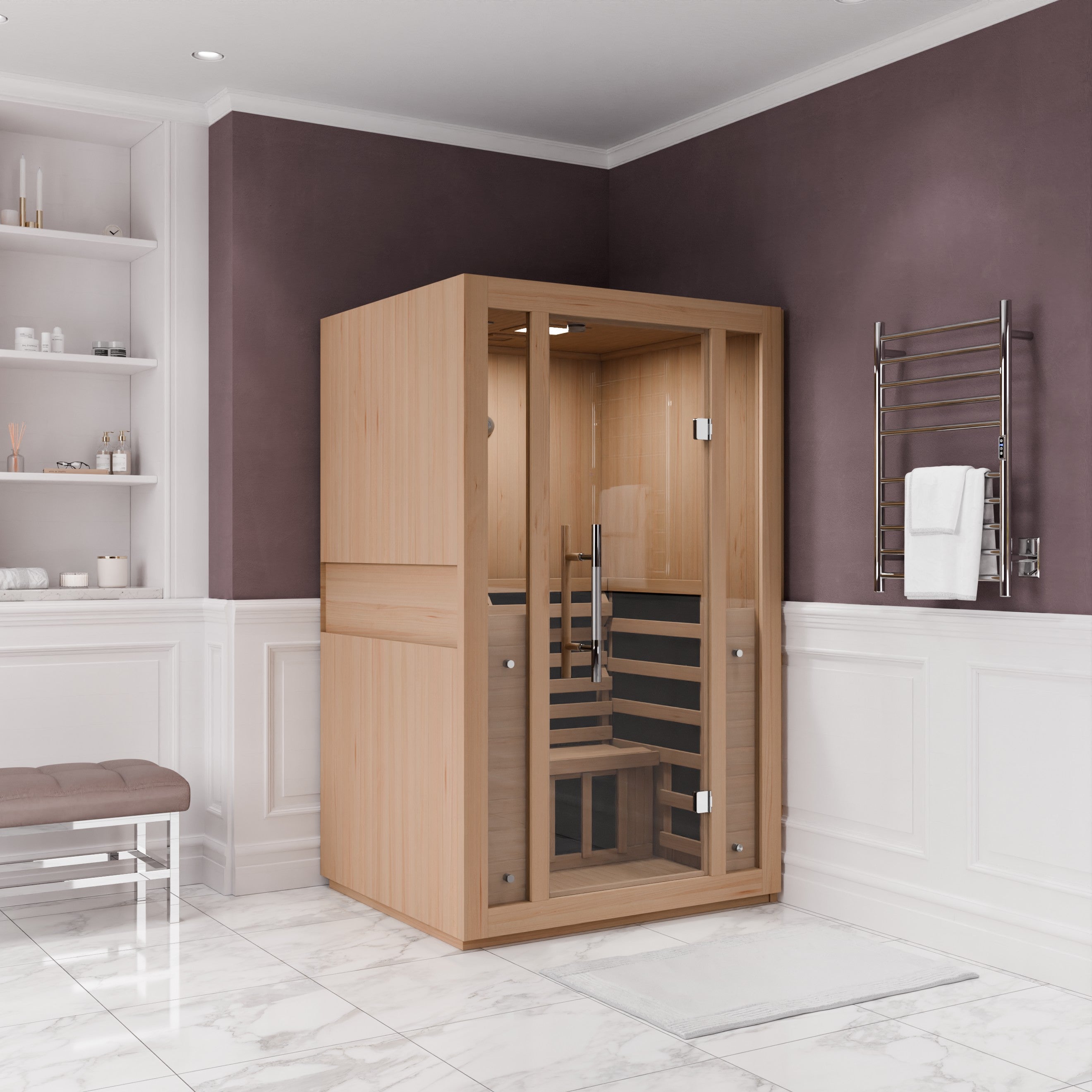 Fiji 2-Person Indoor FAR Infrared Sauna β Hemlock Wood with Carbon Heating Panels & LED Control System