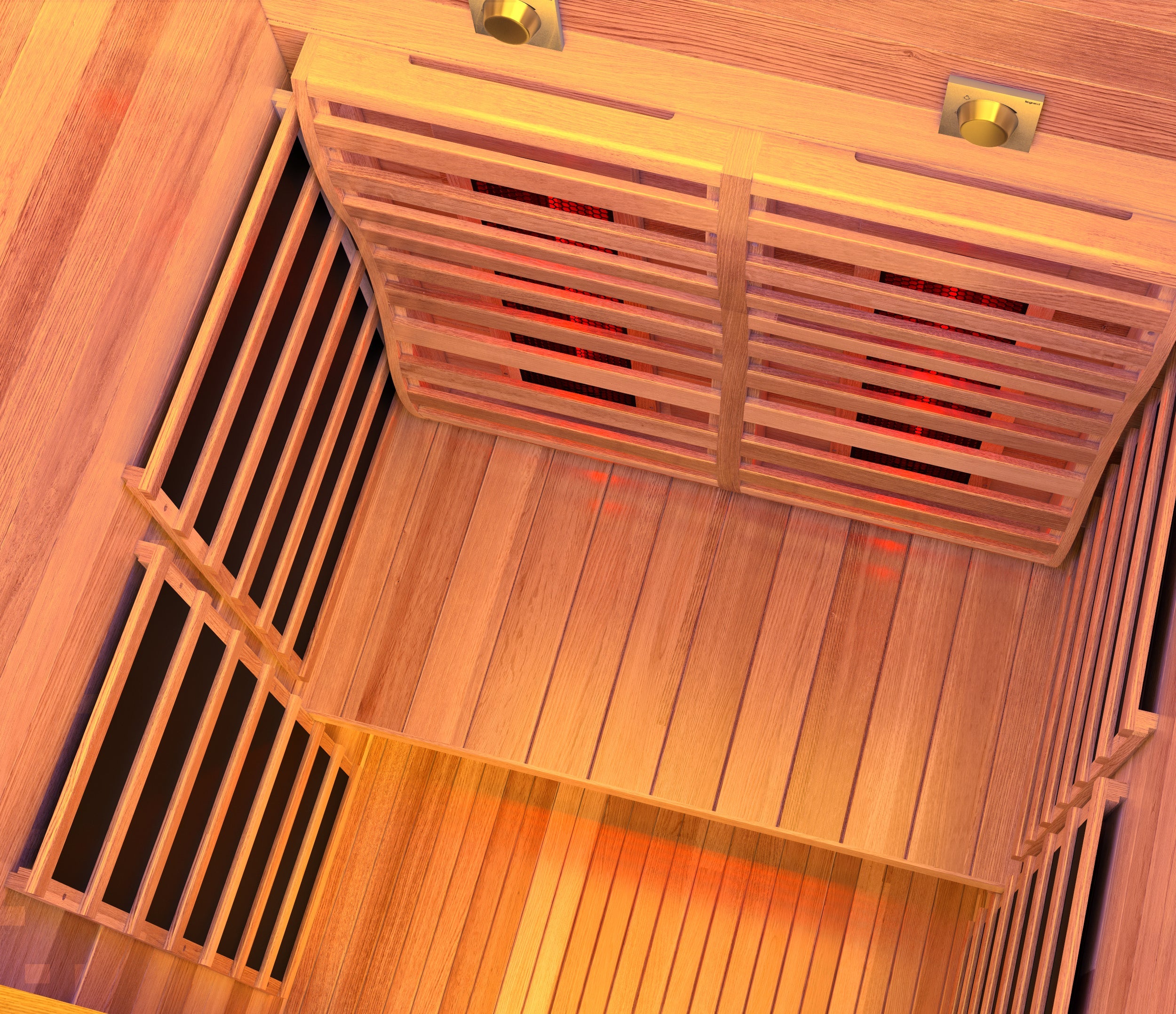 2-Person Outdoor Cabin Sauna in Red Cedar and Hemlock with Far Infrared, Starry Night Lights, and Touch Pad Controller