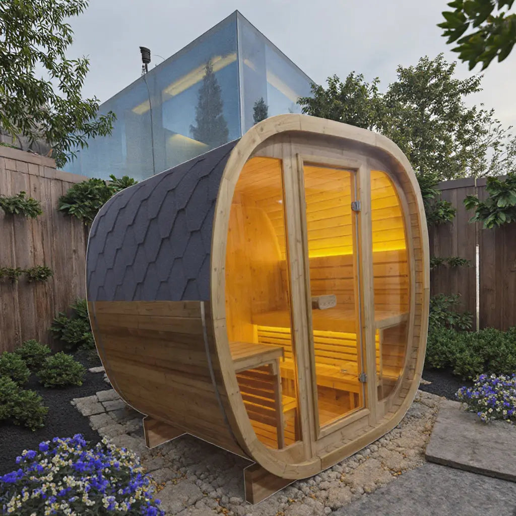 4-Person Brown Square Outdoor Sauna β Traditional Steam Backyard Wellness Cabin