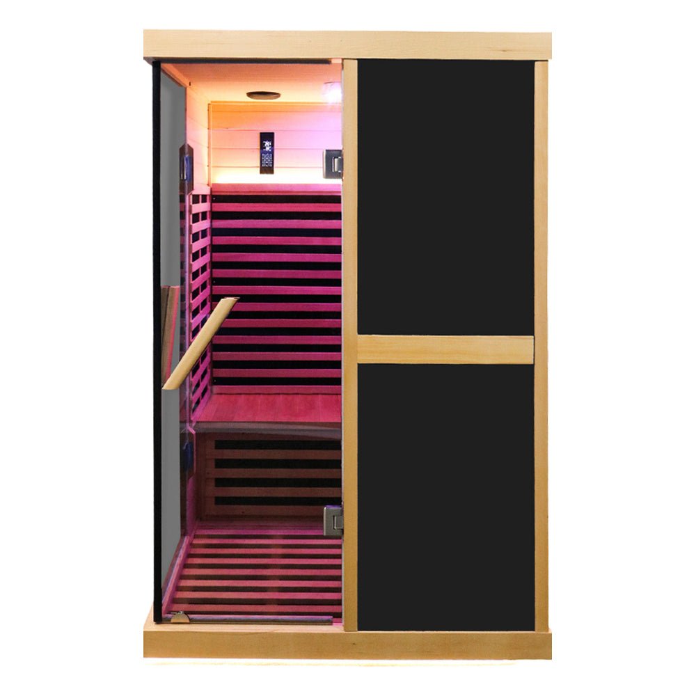 Thermora Premium Large 2-Person V-Shaped FAR Infrared Sauna Room With Double Glass Doors, 1980W (SAK96413)