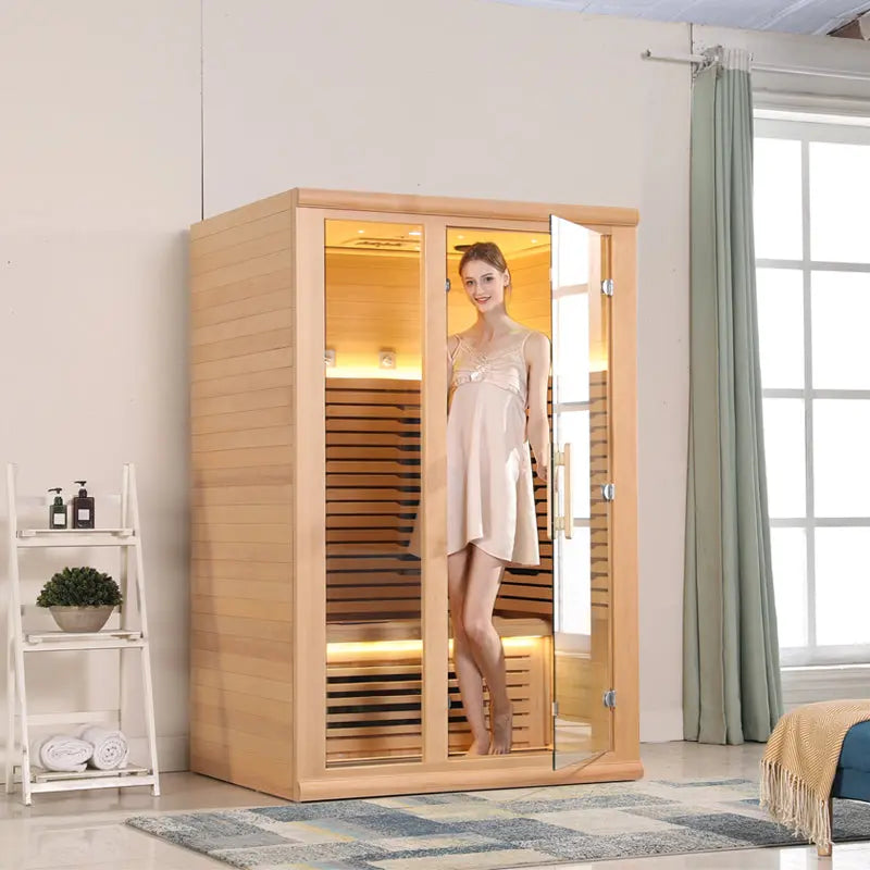 Far Infrared Sauna – Premium 1–2 Person Home Wellness Cabin with Chromotherapy & Oxygen Ionizer