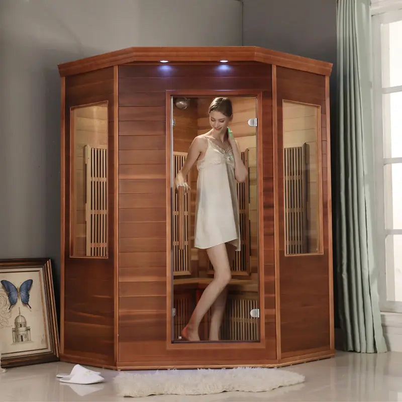 2-3 Person Far Infrared Sauna – Home Sauna Cabin with Oxygen Ionizer & Color Therapy Lights