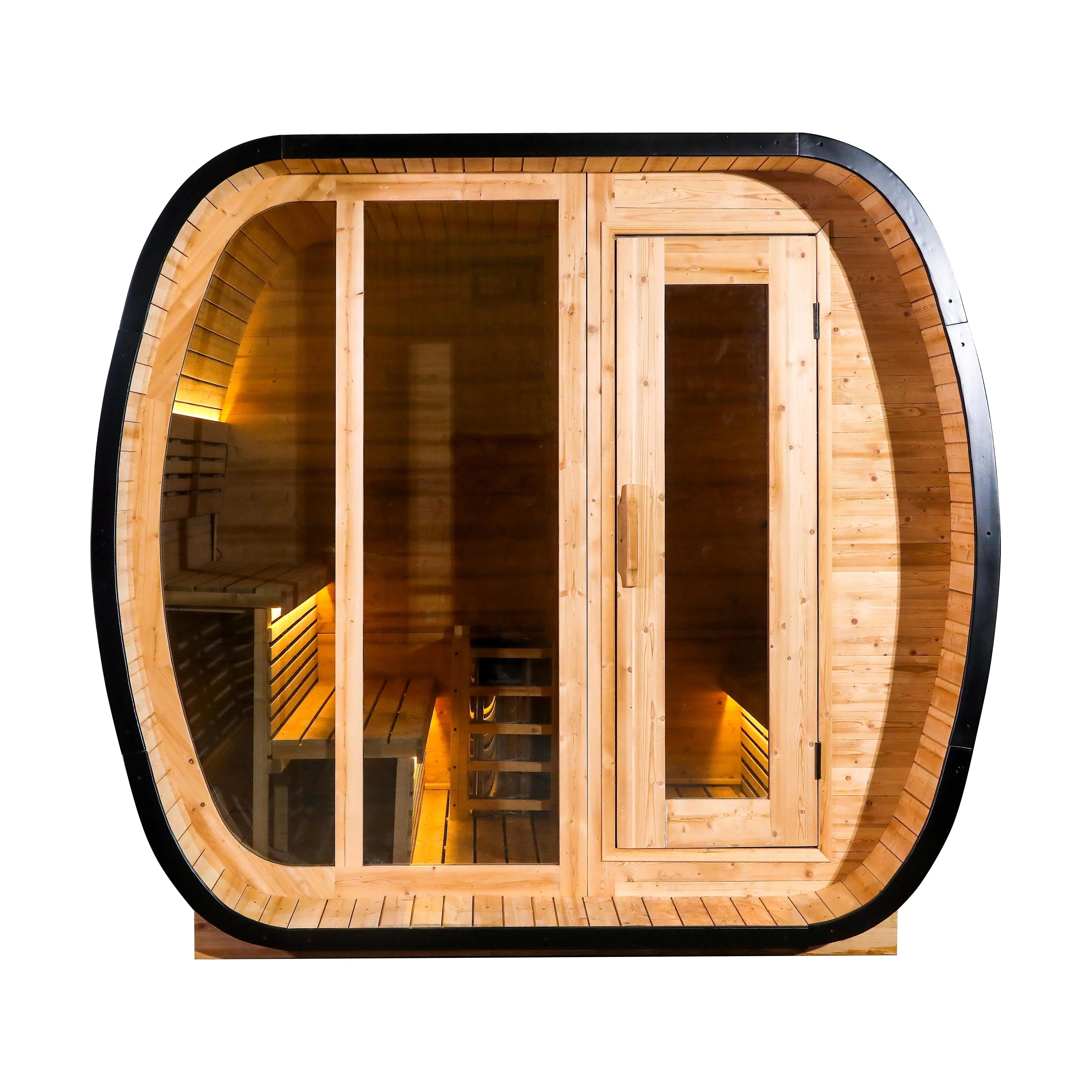 4 - Person Traditional Square Steam Sauna with Built - in Small Changing Room