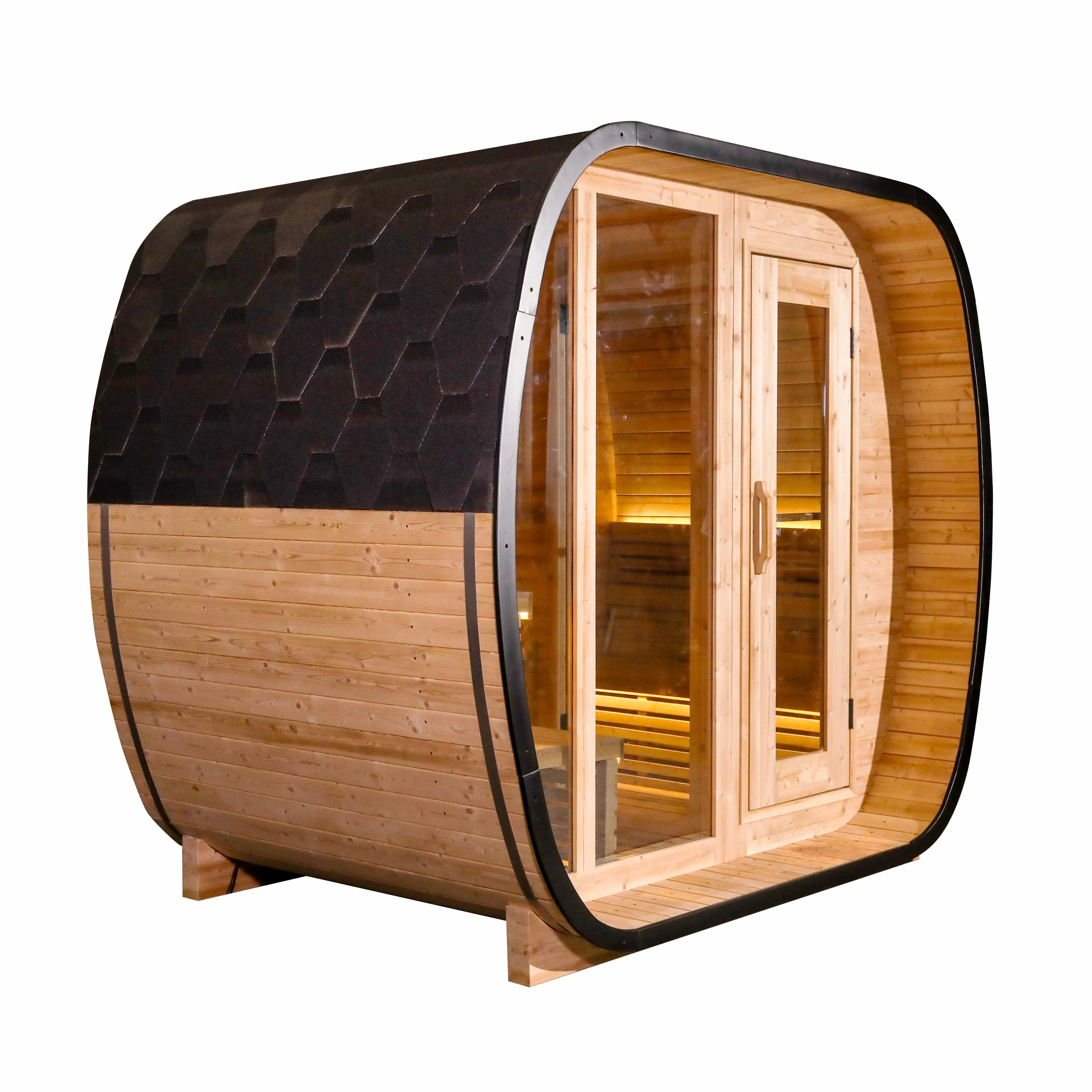 4 - Person Traditional Square Steam Sauna with Built - in Small Changing Room