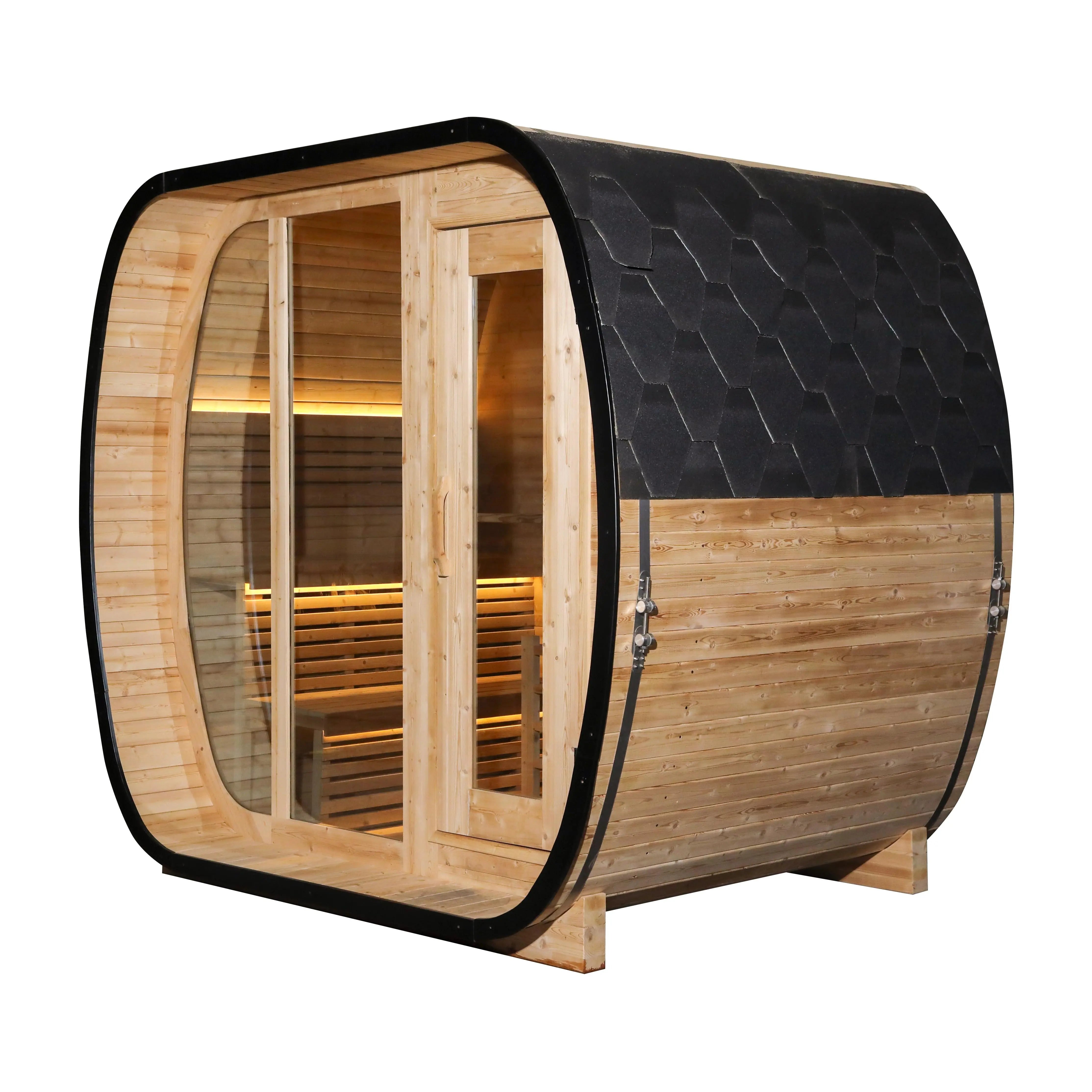 4 - Person Traditional Square Steam Sauna with Built - in Small Changing Room