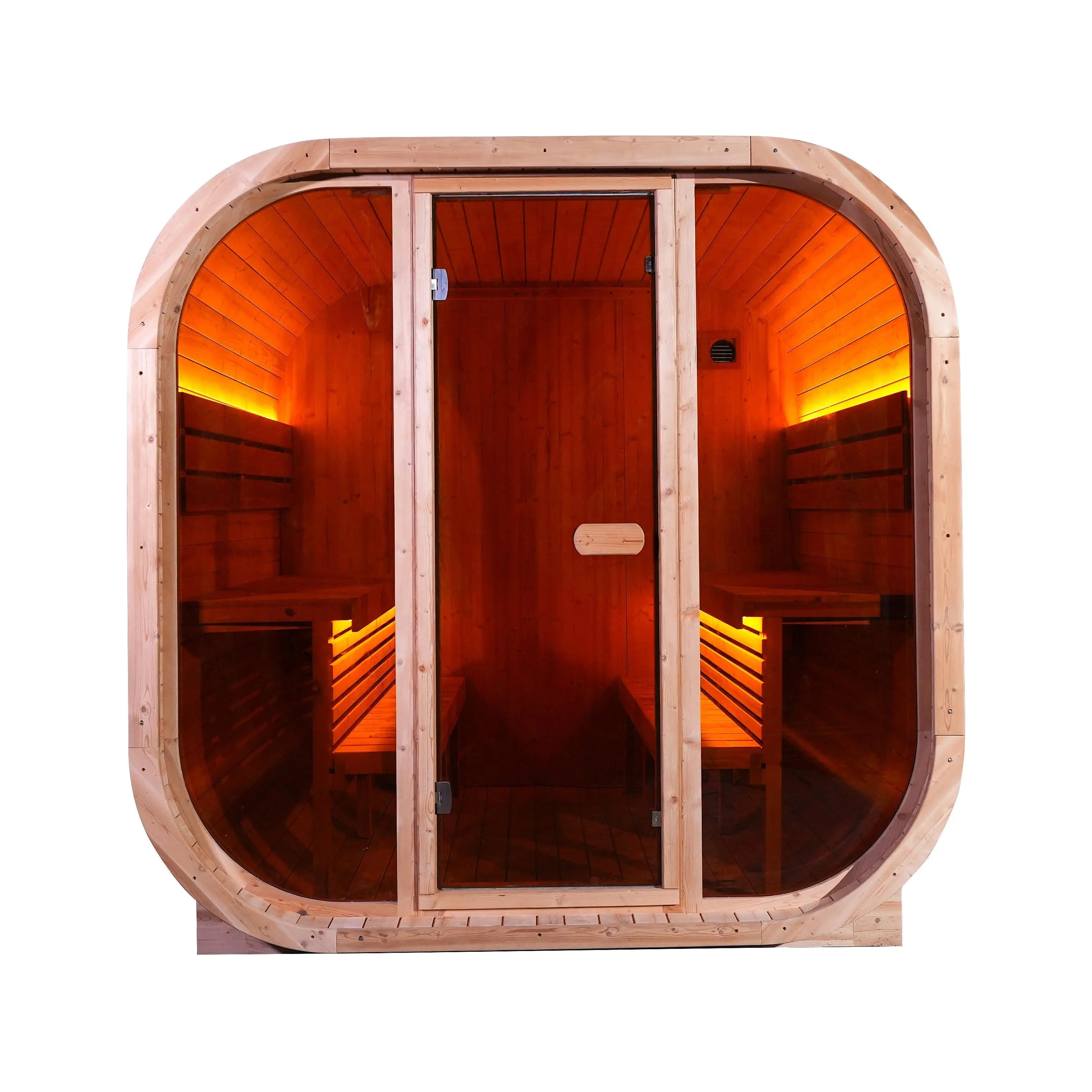 Anyi-7  Square Outdoor Sauna – Carbonized Spruce Wood | 3~4 Person Traditional Steam