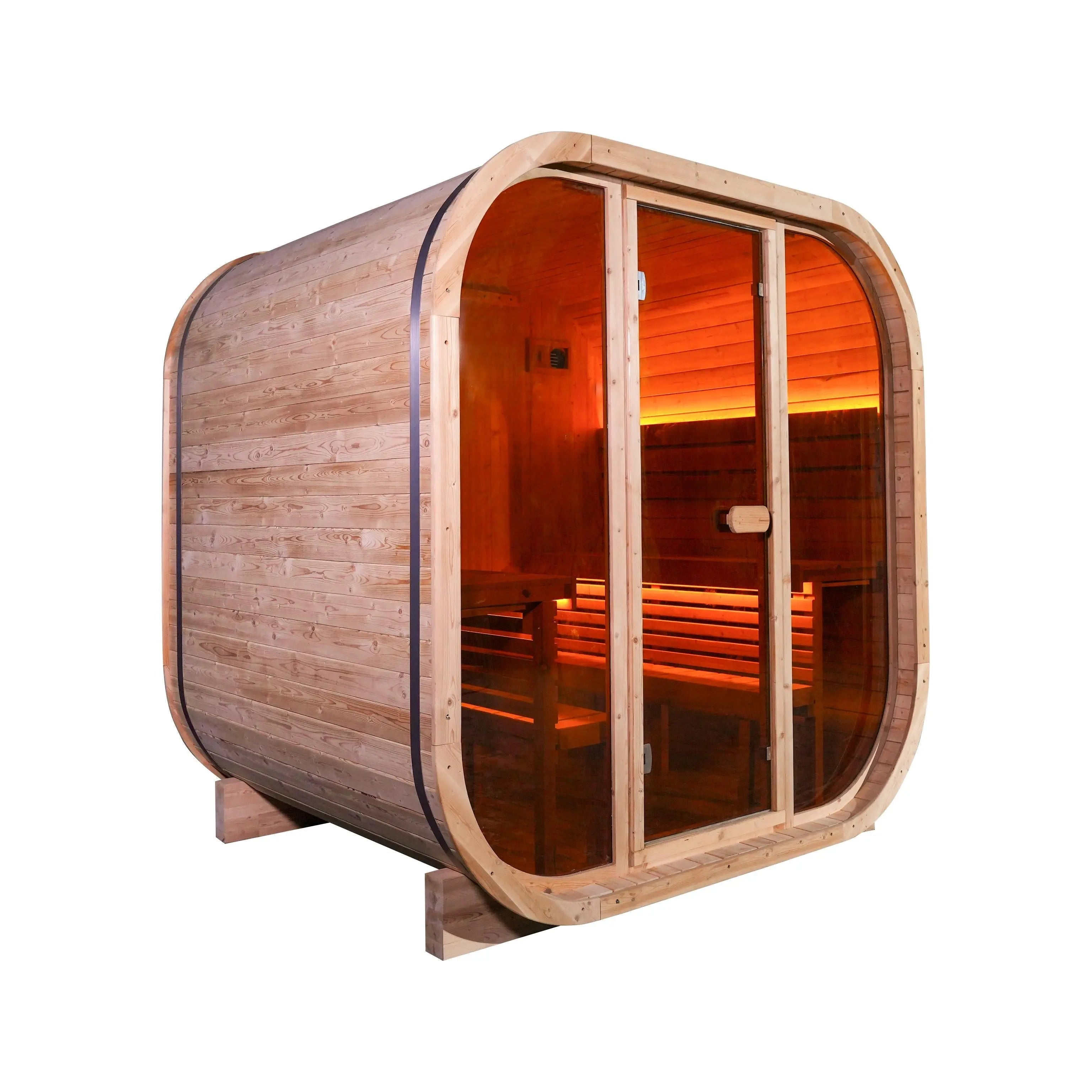 Anyi-7  Square Outdoor Sauna – Carbonized Spruce Wood | 3~4 Person Traditional Steam