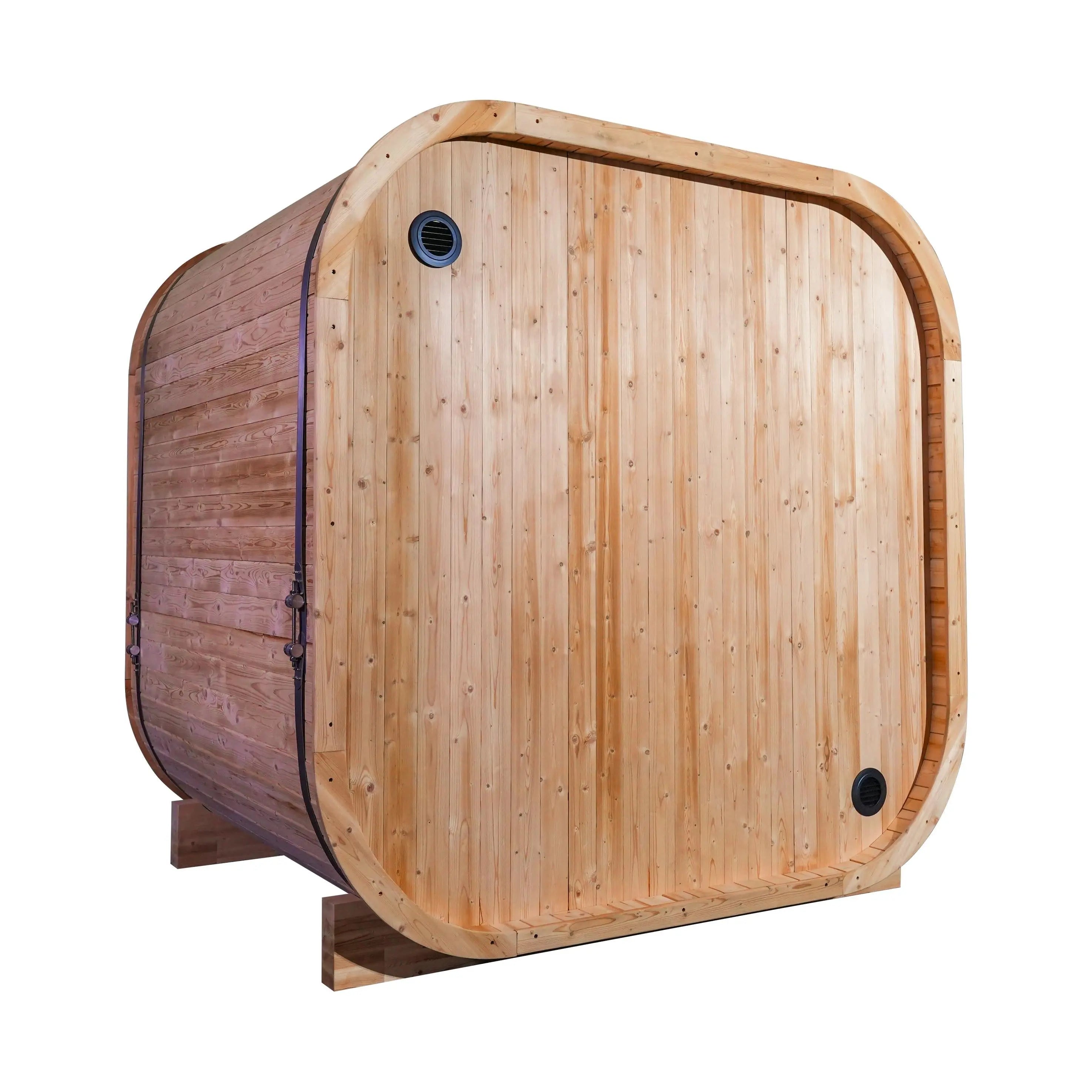 Anyi-7  Square Outdoor Sauna – Carbonized Spruce Wood | 3~4 Person Traditional Steam
