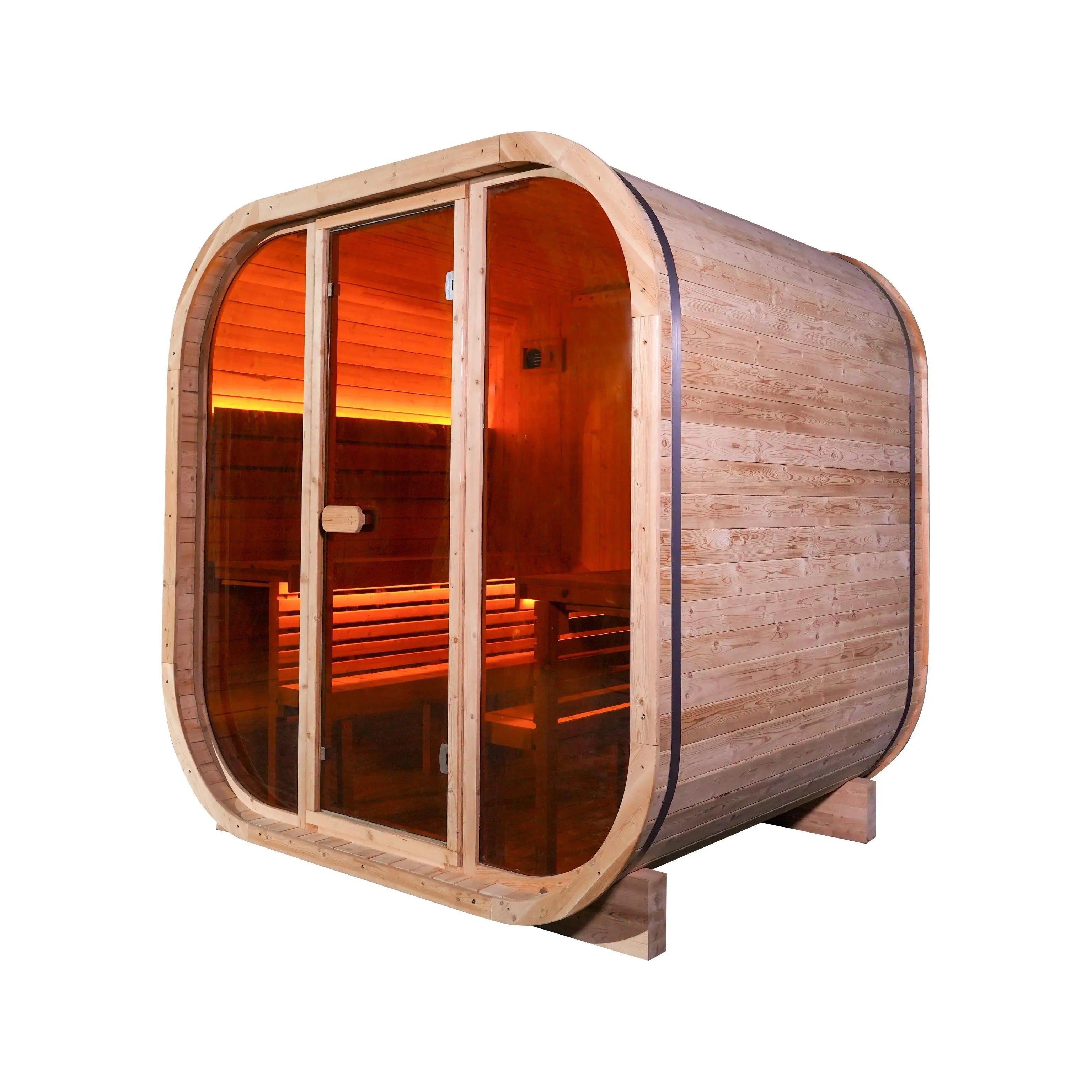 Anyi-7  Square Outdoor Sauna – Carbonized Spruce Wood | 3~4 Person Traditional Steam
