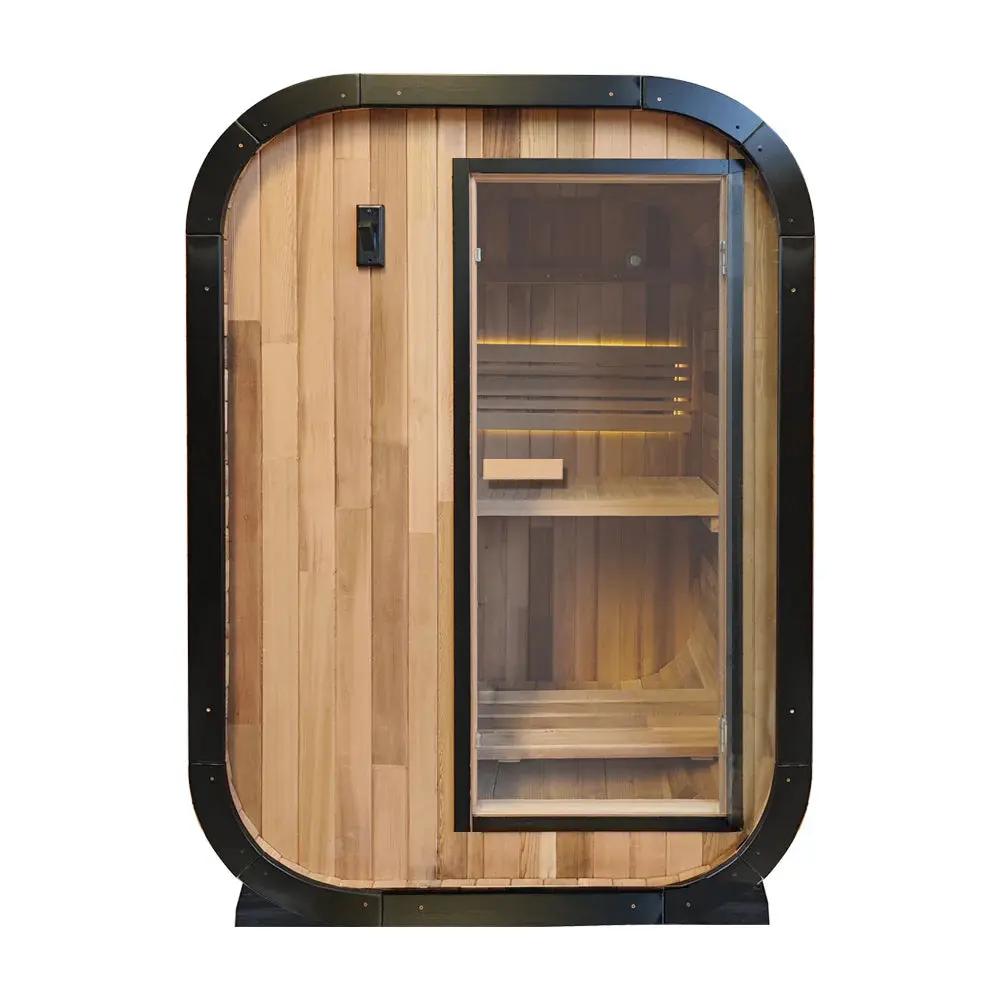1–2 Person Red Cedar Outdoor Traditional Steam Sauna – Compact Luxury for Backyard Relaxation
