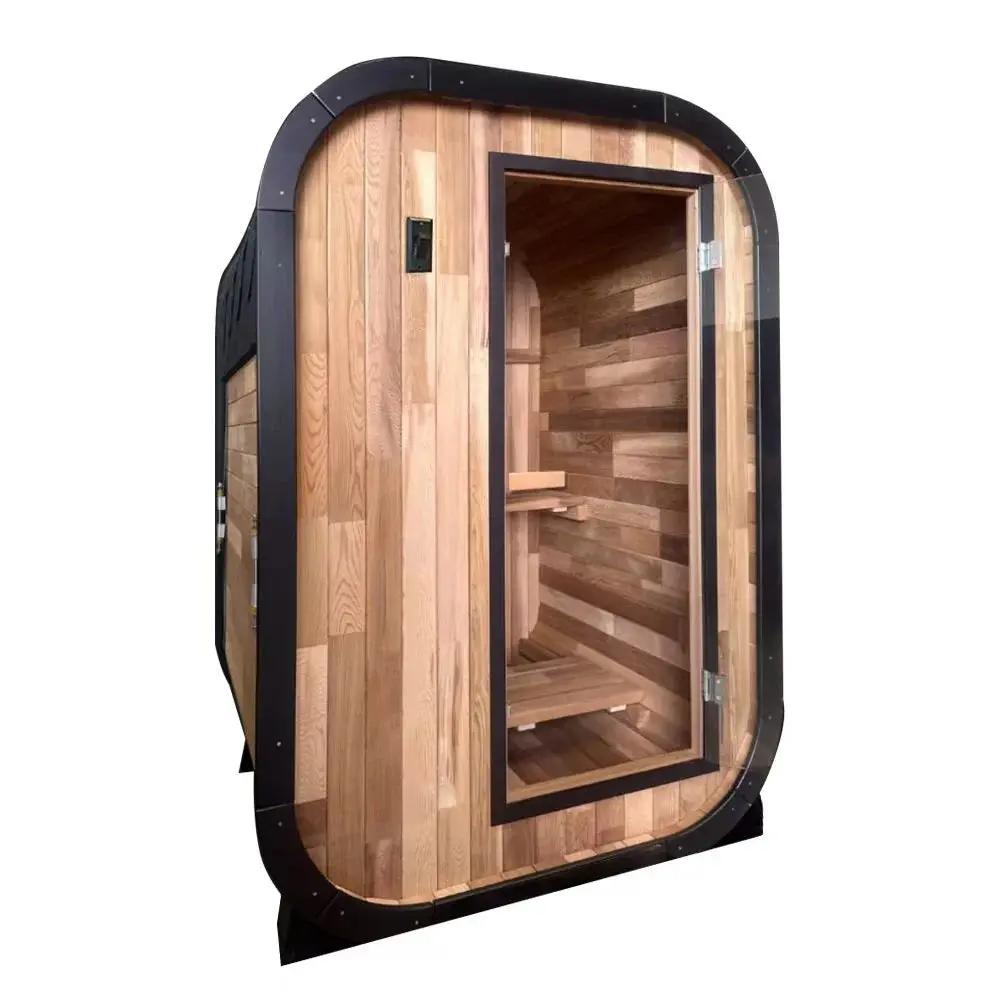 1–2 Person Red Cedar Outdoor Traditional Steam Sauna – Compact Luxury for Backyard Relaxation