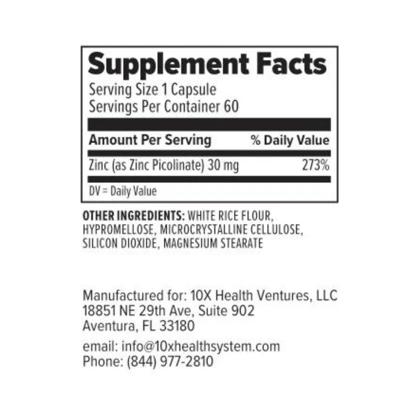10X Health Zinc Supplement