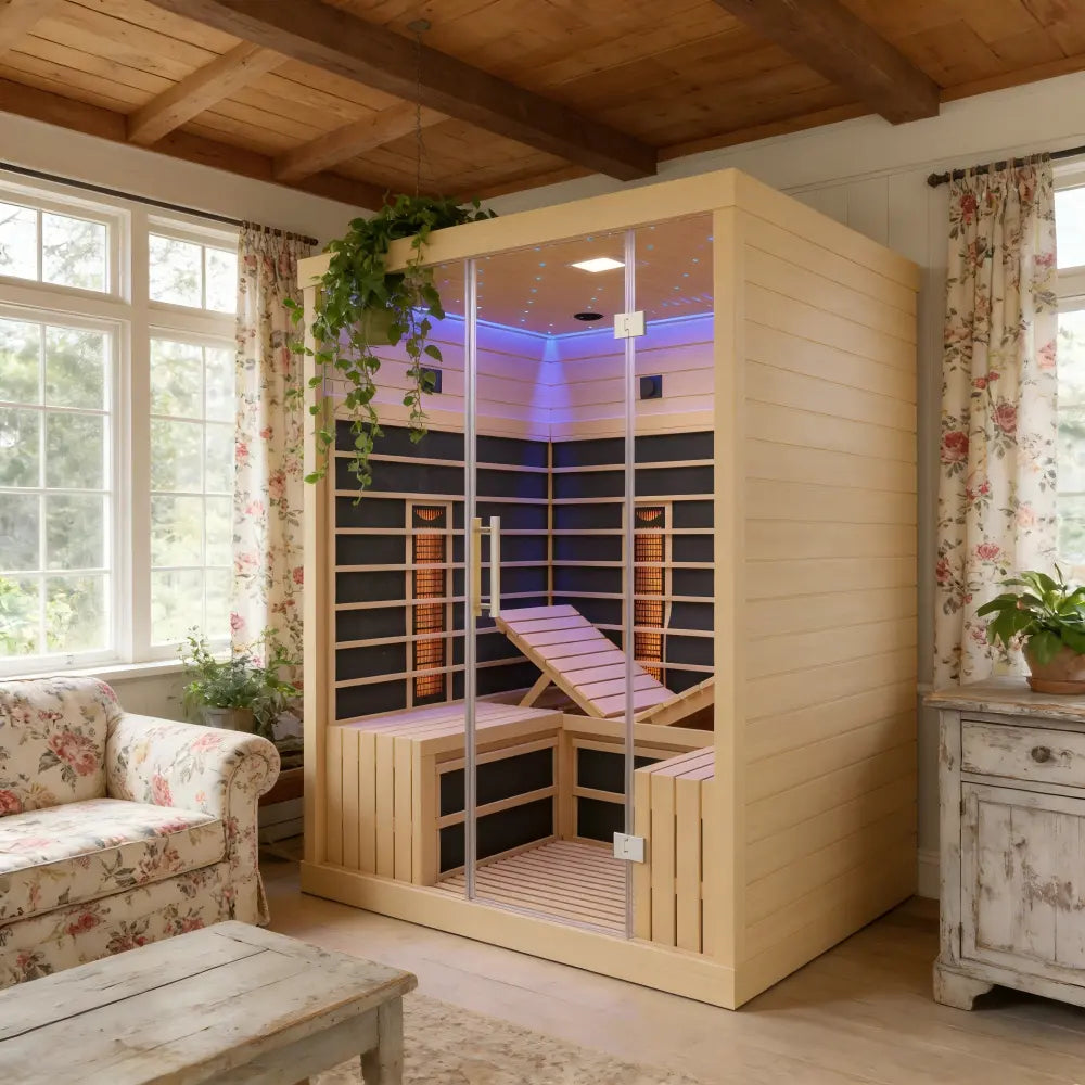 4-6 Person Far Infrared Hemlock Sauna Room - Adjustable Seating