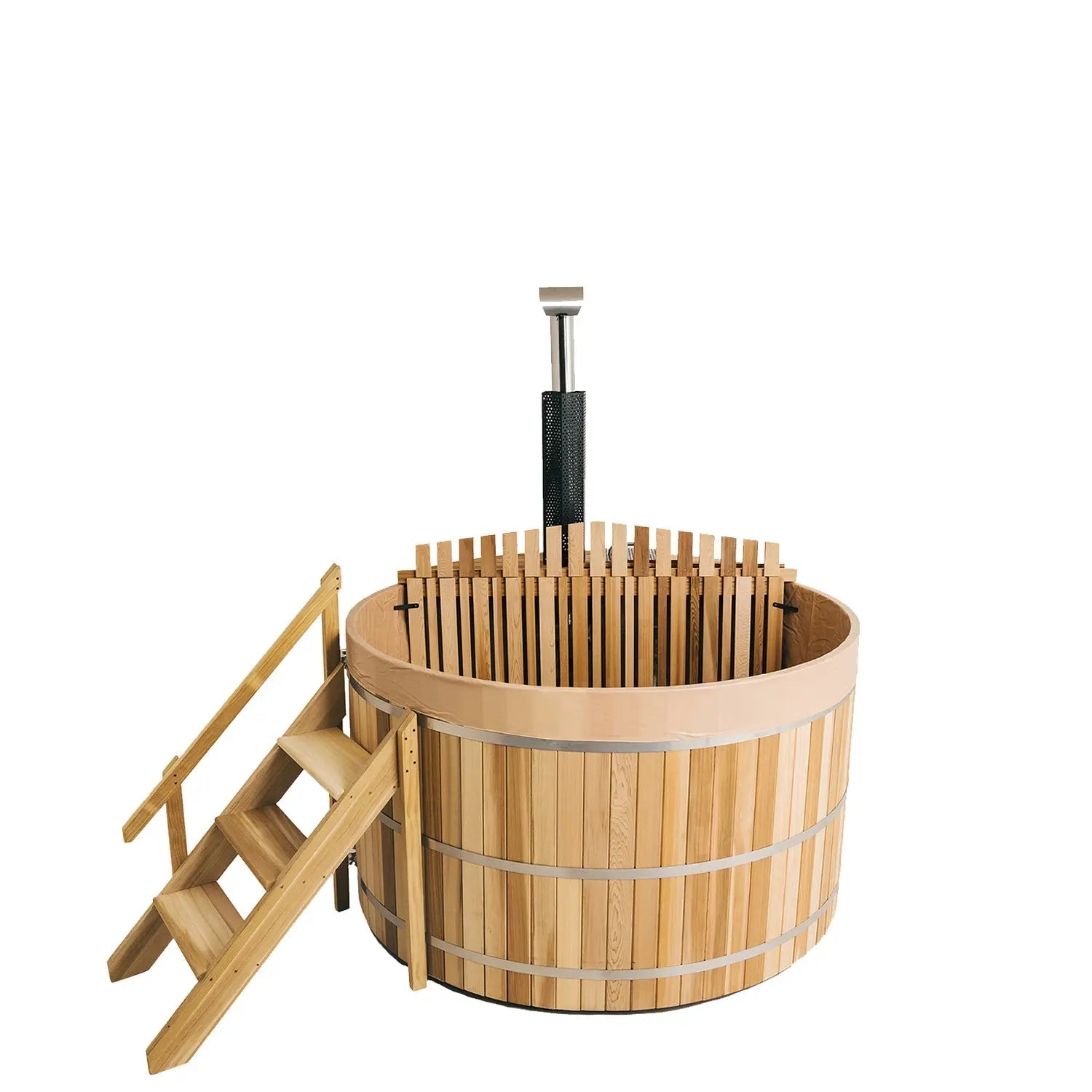 Built-In Oven Wood Fired Hot Tub – Red Cedar Outdoor Wooden Hot Tub for 1 Person
