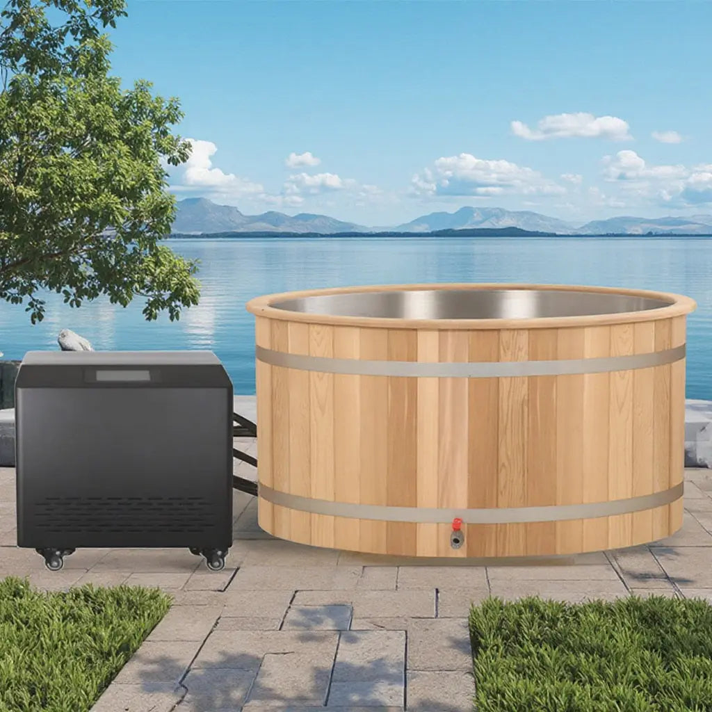 ICE TUB – 2-Person Oval Cold Plunge for Recovery & Wellness, Red Cedar Ice Bath with Chiller