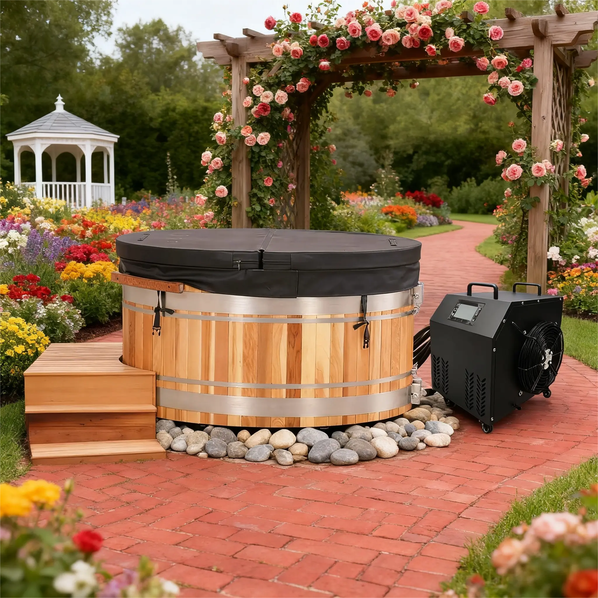 ICE TUB – Large Oval Cold Plunge Tub for Recovery & Wellness (Red Cedar)