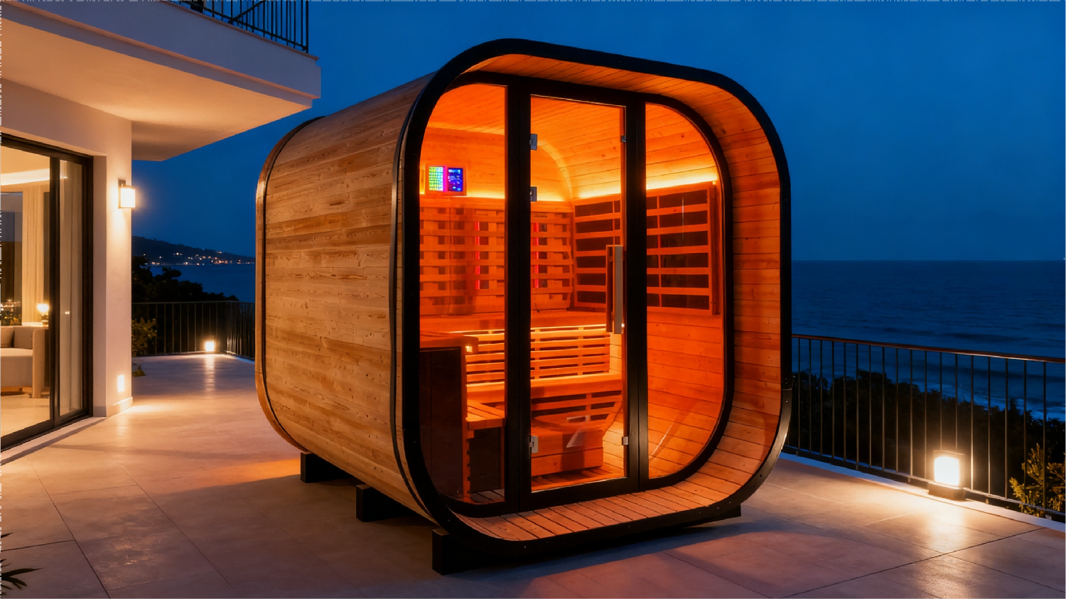 Anyi-9 Square Infrared Sauna – Carbonized Spruce