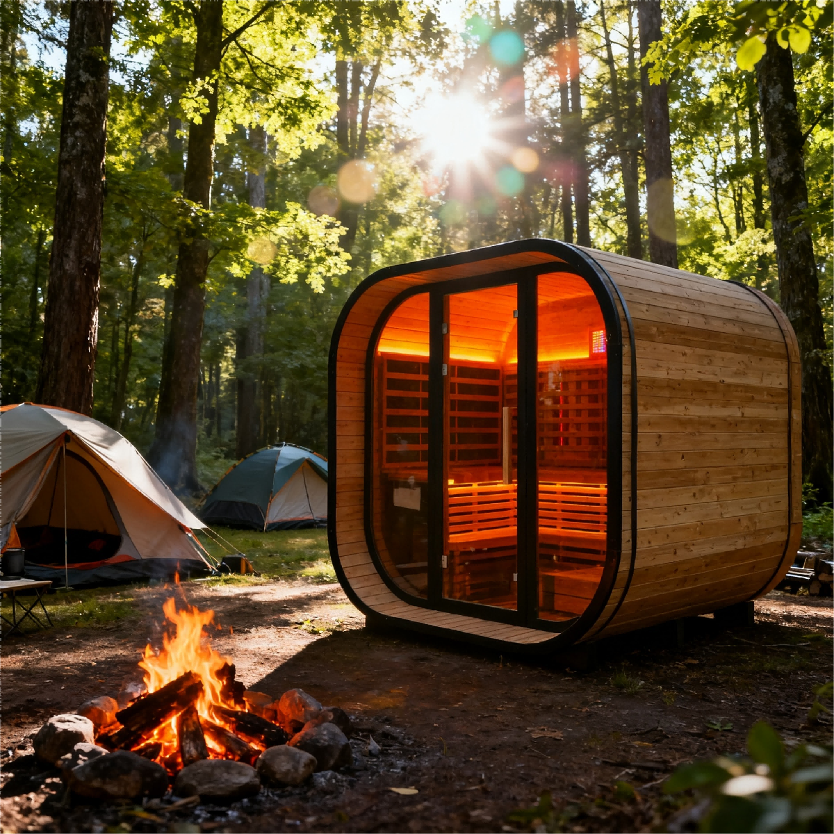 Anyi-9 Square Infrared Sauna – Carbonized Spruce