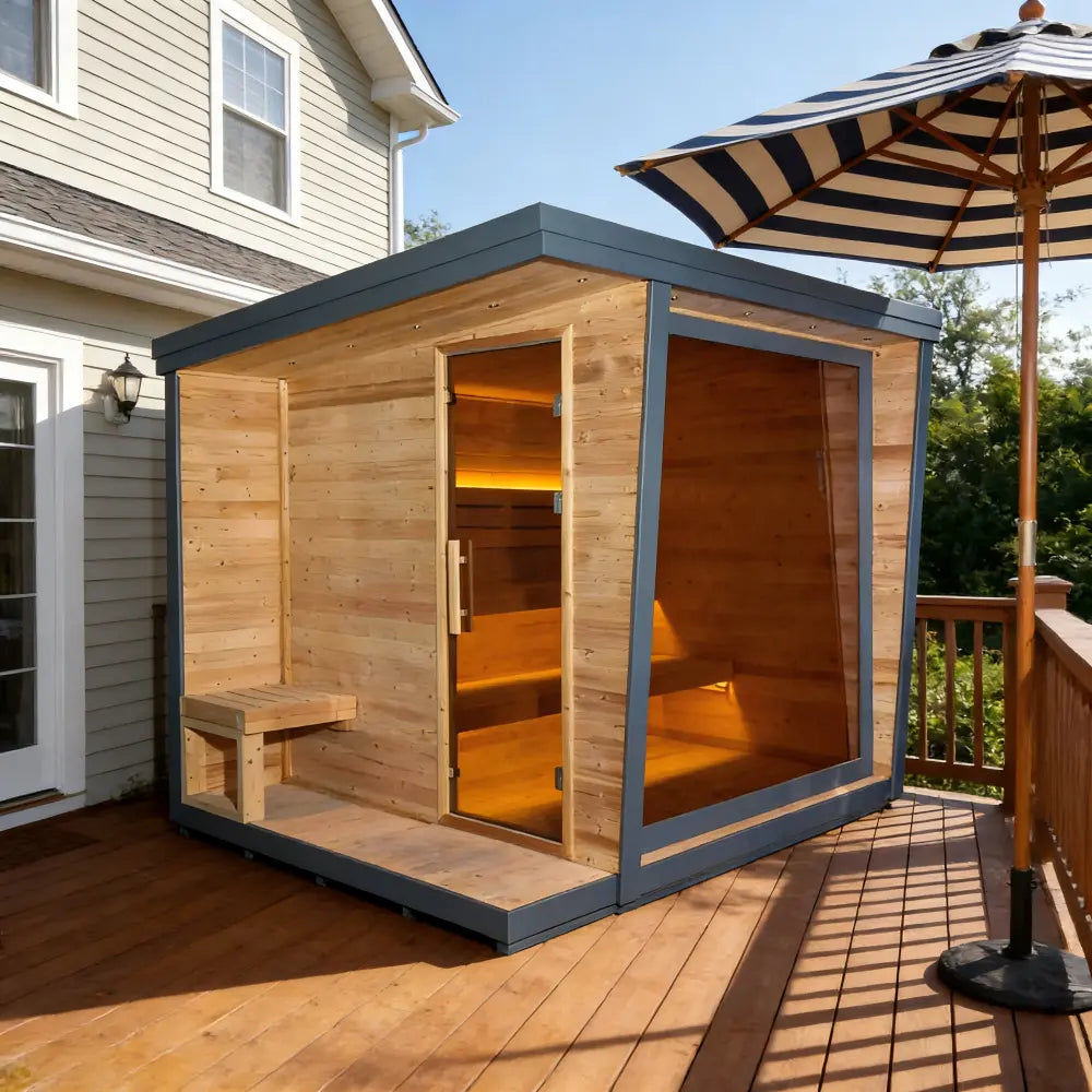 Anyi-5 Square Sauna – Carbonized Spruce Wood | 4-6-Person Home & Indoor Wellness