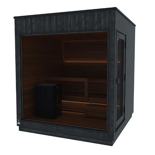 ThermaSol Nordic Misty Sauna Cabin | Medium Size, Right Door, 9.0kw Virta Electric Heater w/WiFi, Safety Rails, CX45 | Onyx Deluxe Accessory Kit