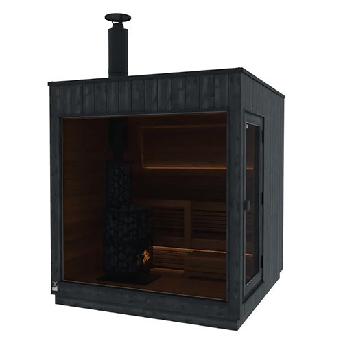 ThermaSol Nordic Misty Sauna Cabin | Medium Size, Right Door, Legend 240 Wood Burning Heater Kit | Onyx Deluxe Accessory Kit