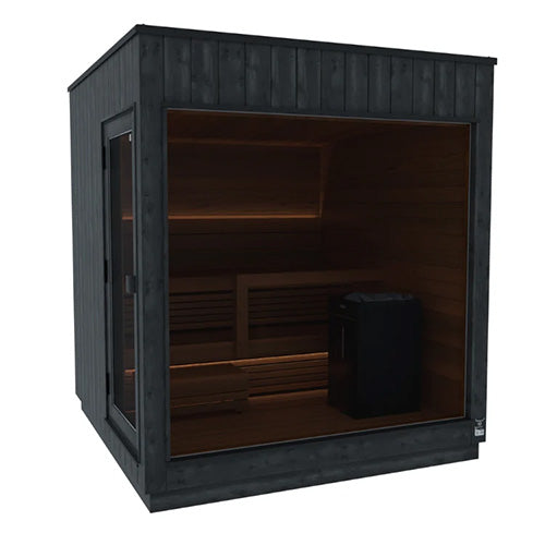 ThermaSol Nordic Misty Sauna Cabin | Medium Size, Left Door, 9.0kw Virta Electric Heater w/WiFi, Safety Rails, CX45 | Onyx Deluxe Accessory Kit