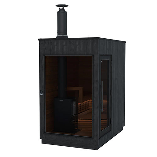 ThermaSol Nordic Misty Sauna Cabin | Small Size, Right Door, Legend 150 Wood Burning Heater Kit | Onyx Deluxe Accessory Kit