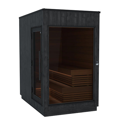 ThermaSol Nordic Misty Sauna Cabin | Small Size, Left Door, 6.0kw Spirit Electric Heater w/WiFi, Safety Rails, CX45 | Onyx Deluxe Accessory Kit