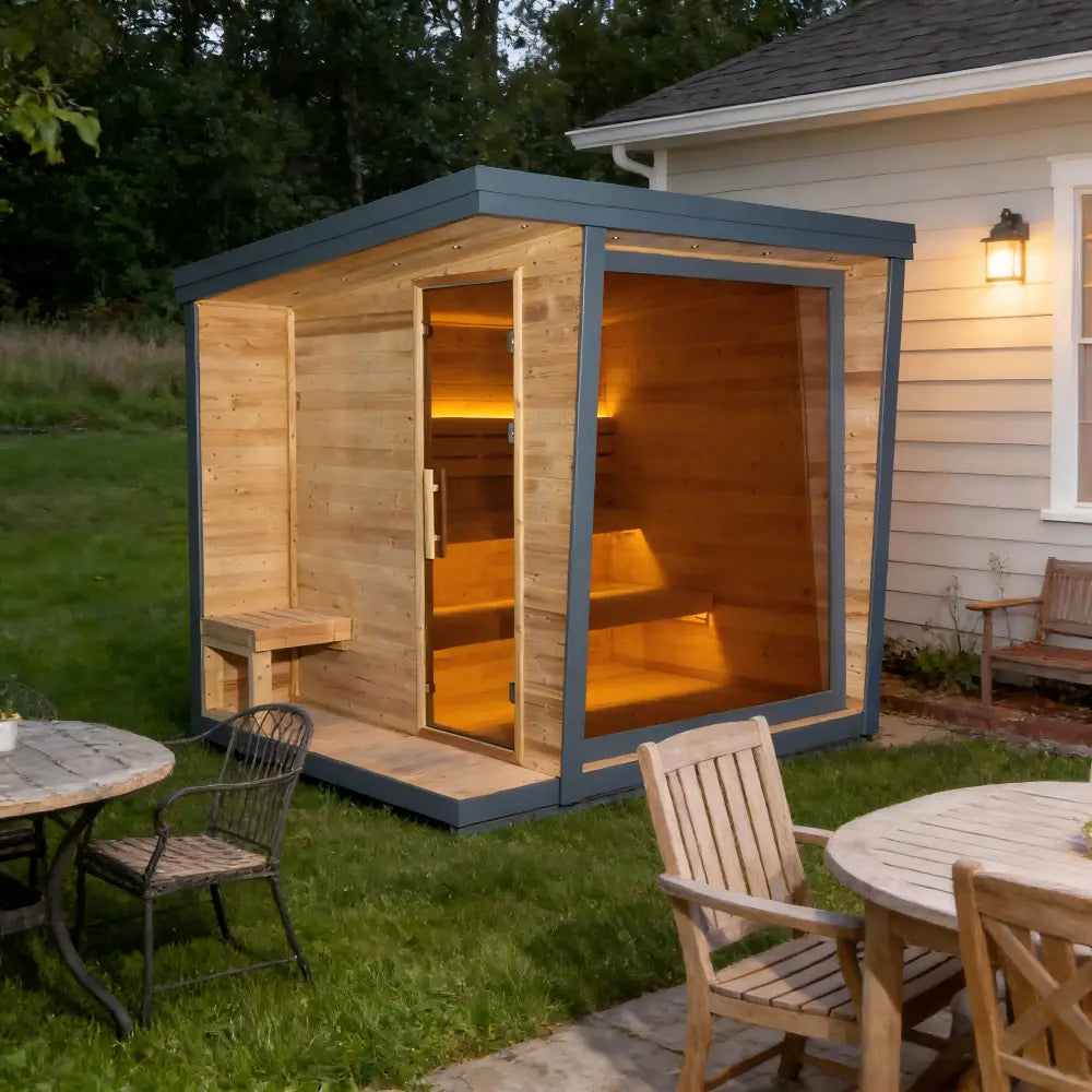Anyi-5 Square Sauna – Carbonized Spruce Wood | 4-6-Person Home & Indoor Wellness