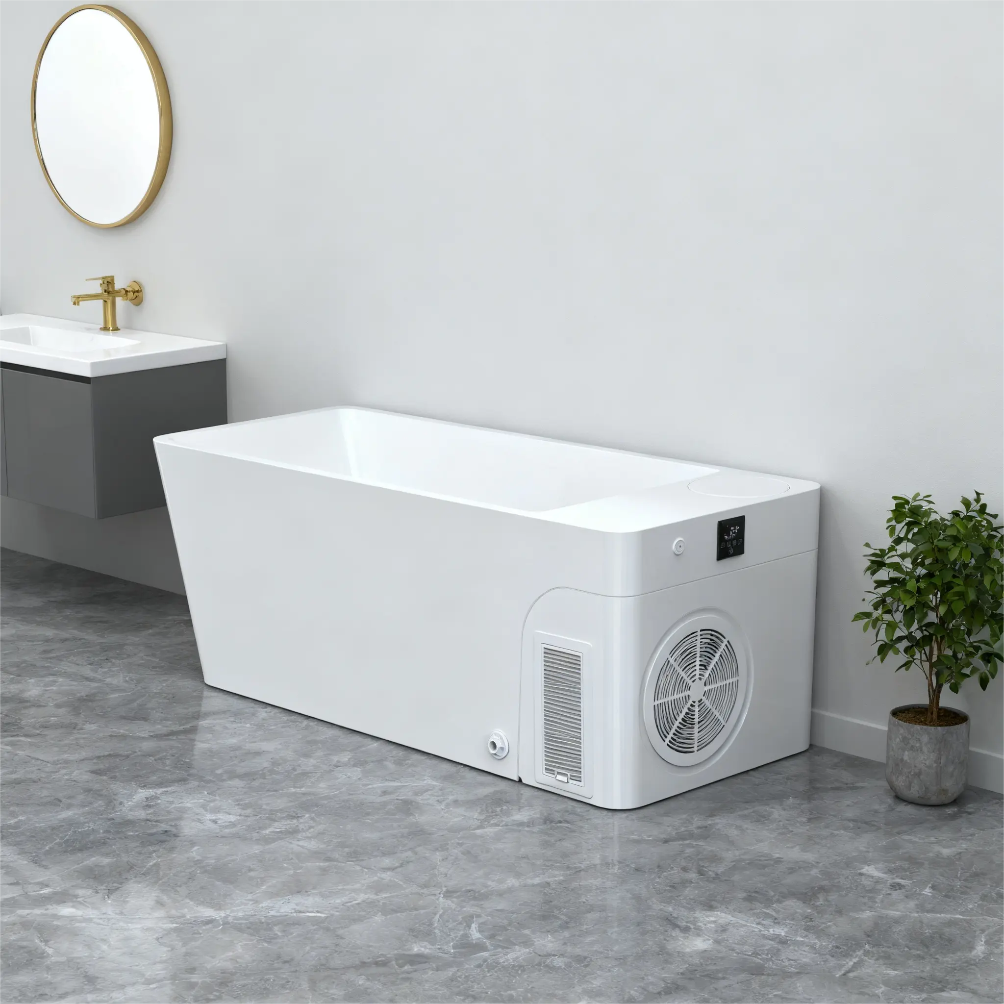 Anyi Acrylic ICE TUB – Single Person Cold Plunge Tub with Ice Bath Chiller for Recovery & Wellness
